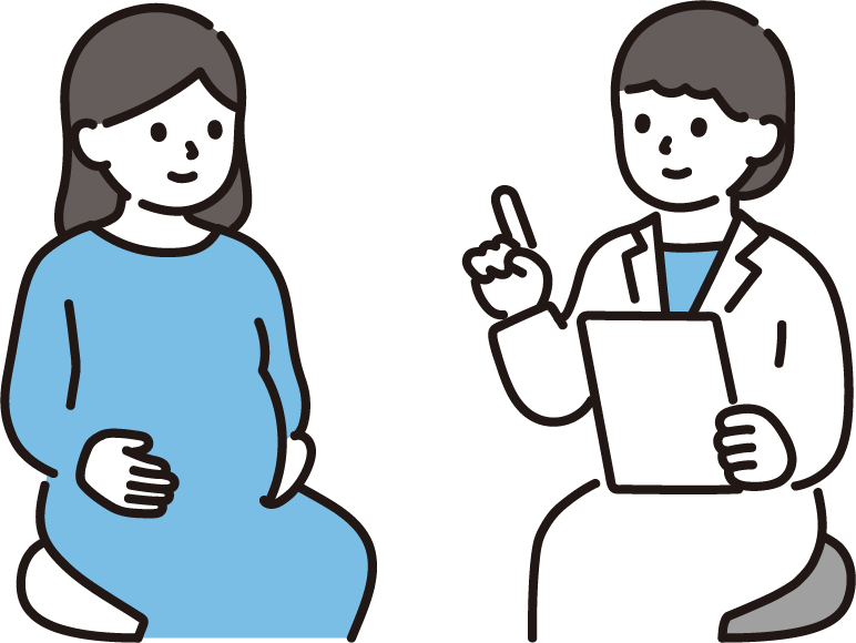 妊婦さんが診察を受けるイラスト